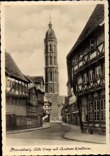 Ak Braunschweig in Niedersachsen, Alte Waage, Andreas Kirchturm