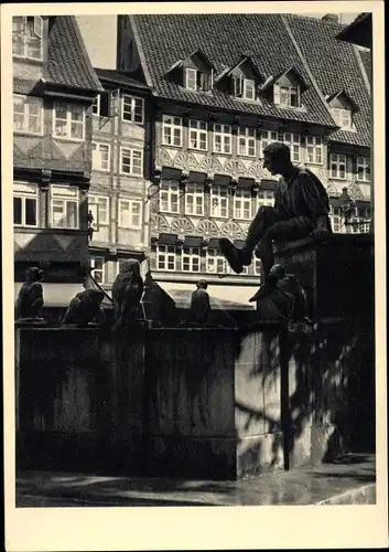 Ak Braunschweig in Niedersachsen, Till Eulenspiegelbrunnen auf dem Bäckerklint