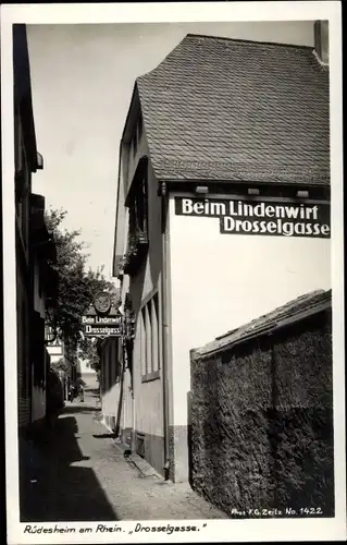 Ak Rüdesheim am Rhein, Drosselgasse, Beim Lindenwirt