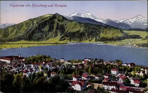 Ak Tegernsee in Oberbayern, Panorama, Hirschberg, Kampen