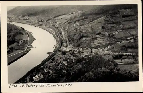 Ak Königstein an der Elbe Sächsische Schweiz, Fliegeraufnahme