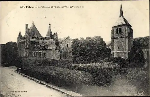 Ak Talcy Loir et Cher, Château et Église