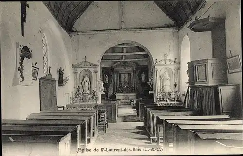 Ak Saint Laurent des Bois Loir et Cher, Intérieur de l´Église
