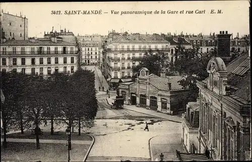 Ak Saint Mandé Val de Marne, Vue Panoramique et Rue Cart