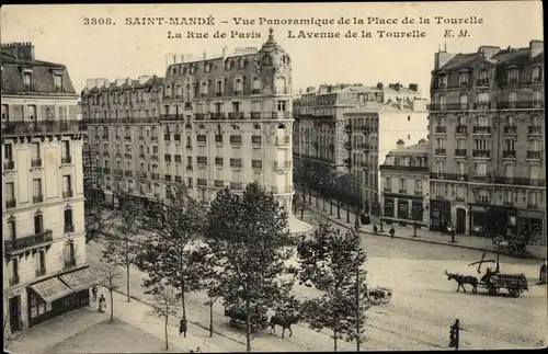 Ak Saint Mandé Val de Marne, Vue Panoramique de la Tourelle, Rue de Paris