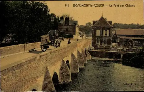 Ak Beaumont le Roger Eure, Le Pont aux Chèvres