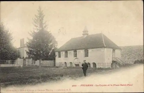 Ak Jouarre Seine et Marne, Crypte et Place Saint Paul