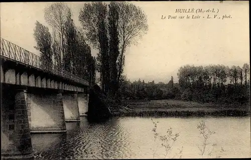 Ak Huillé Maine et Loire, Pont sur le Loir