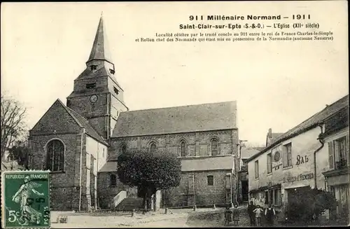 Ak Saint Clair Sur Epte Val d’Oise, Église