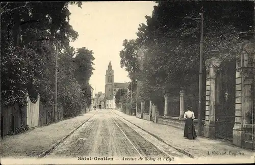 Ak Saint Gratien Val d’Oise, Avenue de Soisy et Église