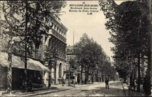 Ak Boulogne sur Seine Hauts de Seine, Boulevard Jean Jaures, Bureau de Poste Central