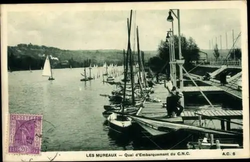 Ak Les Mureaux Yvelines, Quai d´Embarquement, Petits Voiliers