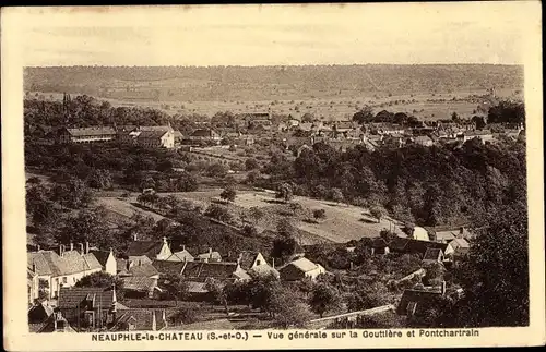 Ak Neauphle le Chateau Yvelines, Vue Générale sur la Gouttière et Pontchartrain