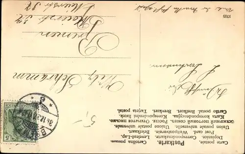 Ak Glückliches Neujahr, Kinder toben mit einem Hufeisen