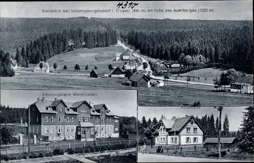 Ak Steinbach Johanngeorgenstadt im Erzgebirge, Erholungsheim Waldfrieden, Panorama, Forsthaus