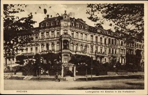 Ak Aachen in Nordrhein Westfalen, Ludwigsallee mit Einblick in die Krefelderstraße