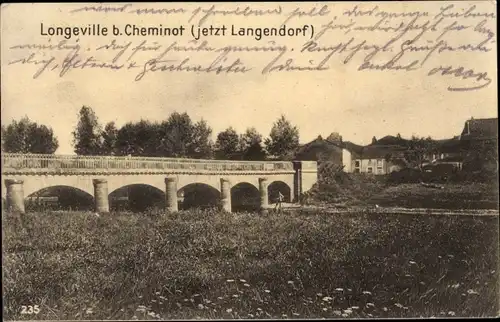 Ak Longeville-lès-Cheminot Langendorf Moselle, Le Pont