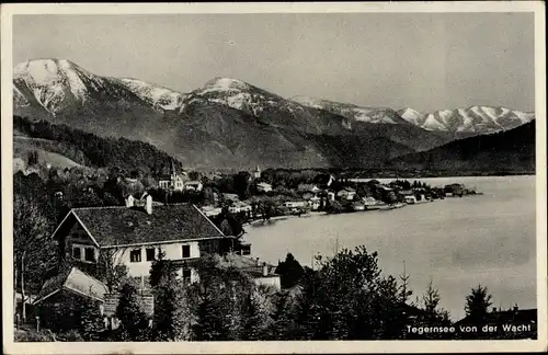 Ak Tegernsee in Oberbayern, Panorama von der Wacht