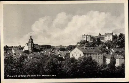 Ak Pirna an der Elbe, Schloss Sonnenstein, Marienkirche