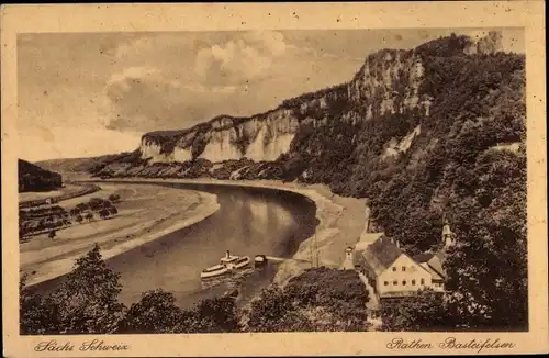 Ak Rathen an der Elbe Sächsische Schweiz, Basteifelsen