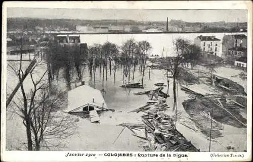 Ak Colombes Hauts de Seine, Inondations de Janvier 1910, Rupture de la Digue
