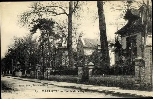 Ak Marlotte Seine et Marne, Entrée du Village