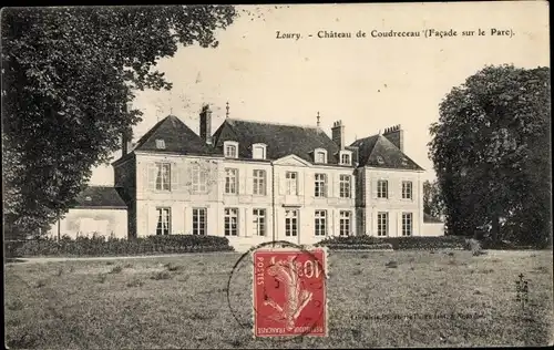 Ak Loury Loiret, Chateau de Coudreceau, Facade sur le Parc