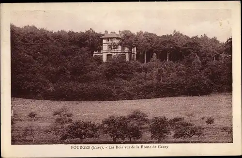 Ak Fourges Eure, Bois vus de la Route de Gasny