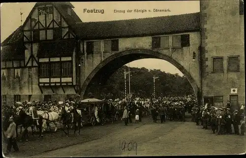 Ak Festzug, Einzug der dänischen Königin, Bundesschießen Hamburg 1909