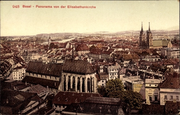 Ak Bâle Basel Stadt Schweiz, Panorama von der