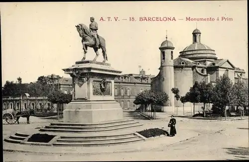 Ak Barcelona Katalonien Spanien, Monumento a Prim