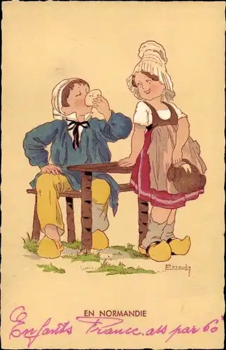 Künstler Ak, En Normandie, Tracht