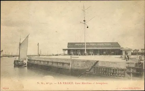 Ak La Pallice Rochelle Charente Maritime, Gare Maritime et Sémaphore, Hafen, Segelboot