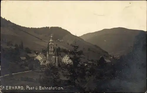 Ak Sankt Erhard Breitenau am Hochlantsch Steiermark, Panorama, Post, Bahnstation