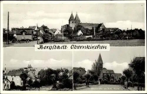Ak Obernkirchen Niedersachsen, Rintelner Straße, Heyestraße, kath. Kirche, Panorama