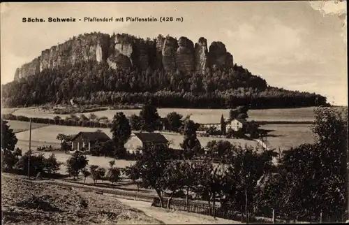 Ak Pfaffendorf Königstein an der Elbe Sächsische Schweiz, Panorama, Pfaffenstein
