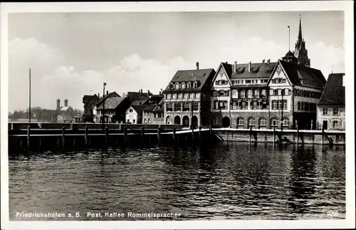 Ak Friedrichshafen am Bodensee, Post, Café Rommelspracher