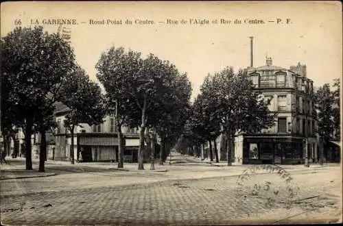 Ak La Garenne Colombes Hauts de Seine, Ront Point du Centre, Rue de l´Aigle et Rue du Centre