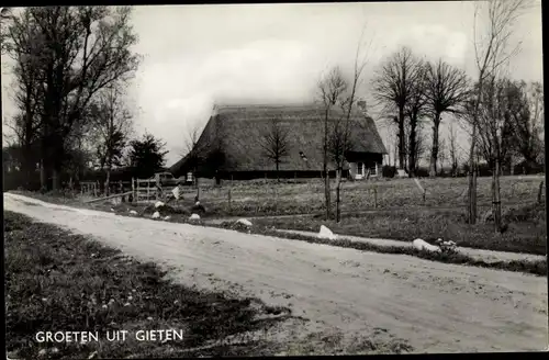 Ak Gieten Drenthe Niederlande, Ortspartie