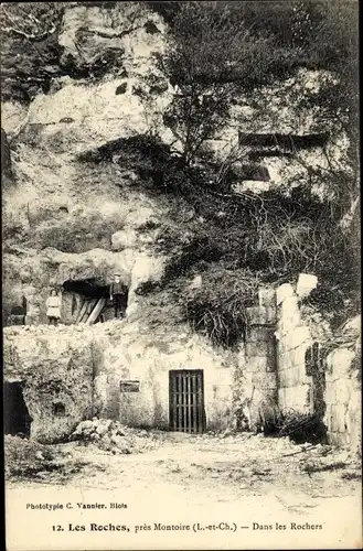 Ak Les Roches Loir et Cher, Maison Troglodyte, Dans les Rochers