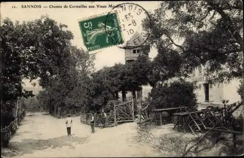 Ak Sannois Val d’Oise, Chemin de Cormeilles au Vieux Moulin