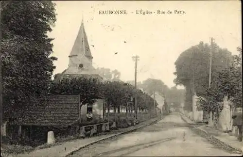 Ak Eaubonne Val d’Oise, Église, Rue de Paris