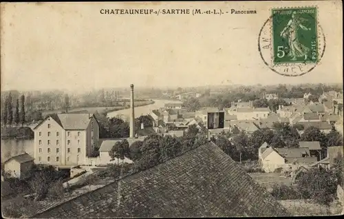 Ak Chateauneuf sur Sarthe Maine-et-Loire, Panorama