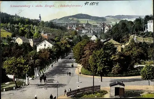 Ak Schwarzenberg im Erzgebirge Sachsen, Bahnhofstraße