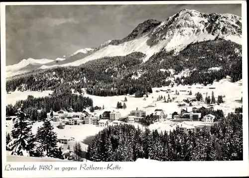 Ak Kanton Graubünden Schweiz, Lenzerheide gegen Rothorn Kette, Ort, Winter