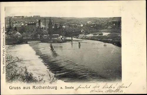 Ak Rothenburg an der Saale, Stadtbild mit Wehr