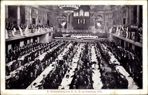 Ak Hamburg Mitte Altstadt, 9. Verbandstag des DHB 1905, Gruppenbild im Prunksaal