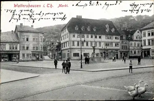 Ak Waltershausen in Thüringen, Markt