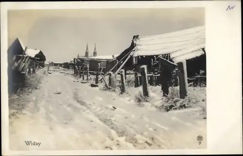 Ak Widsy Russland, Straßenpartie im Winter