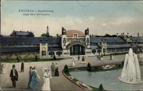 Ak Zwickau in Sachsen, Haupthalle mit Fontaine